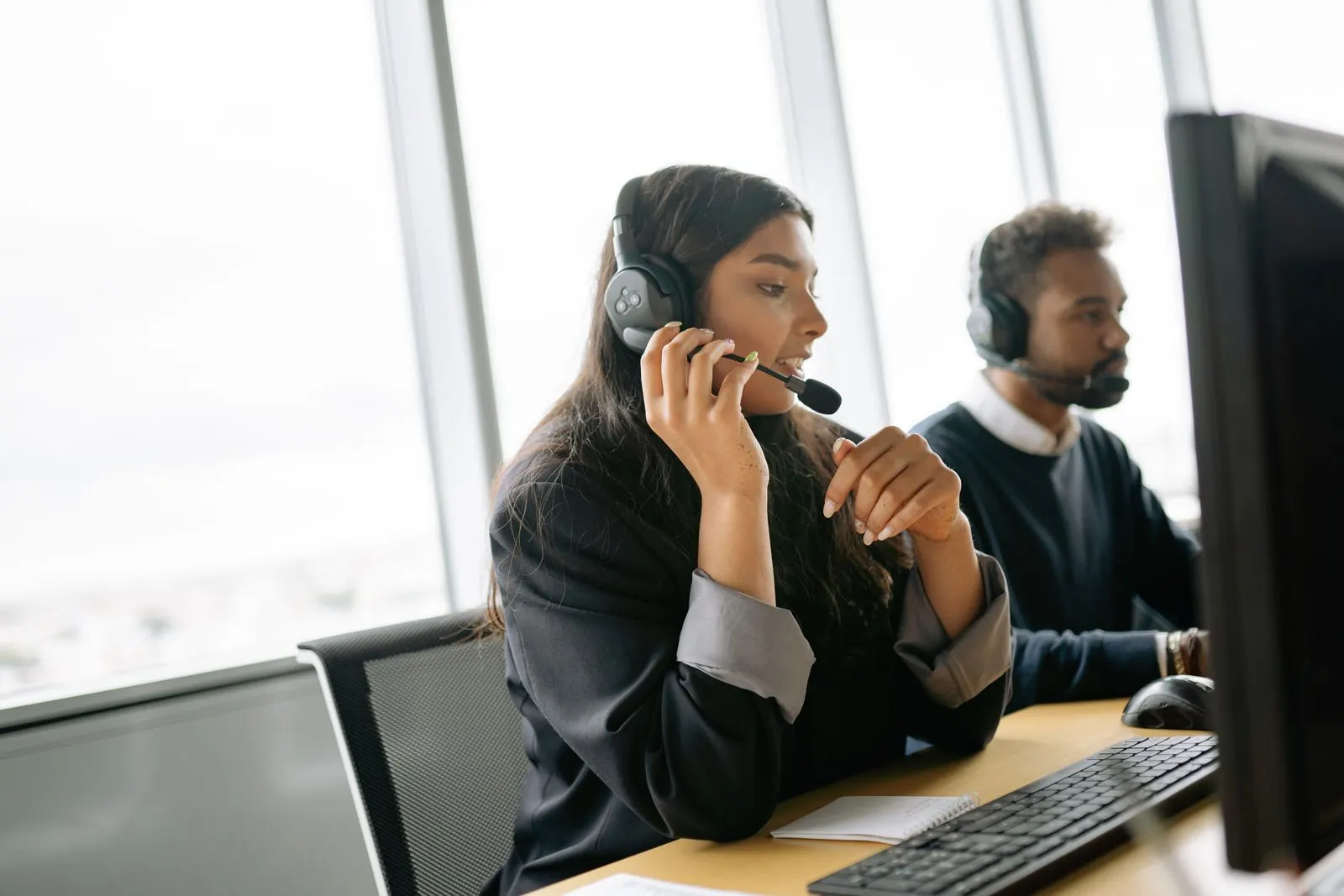 A support agent on a call