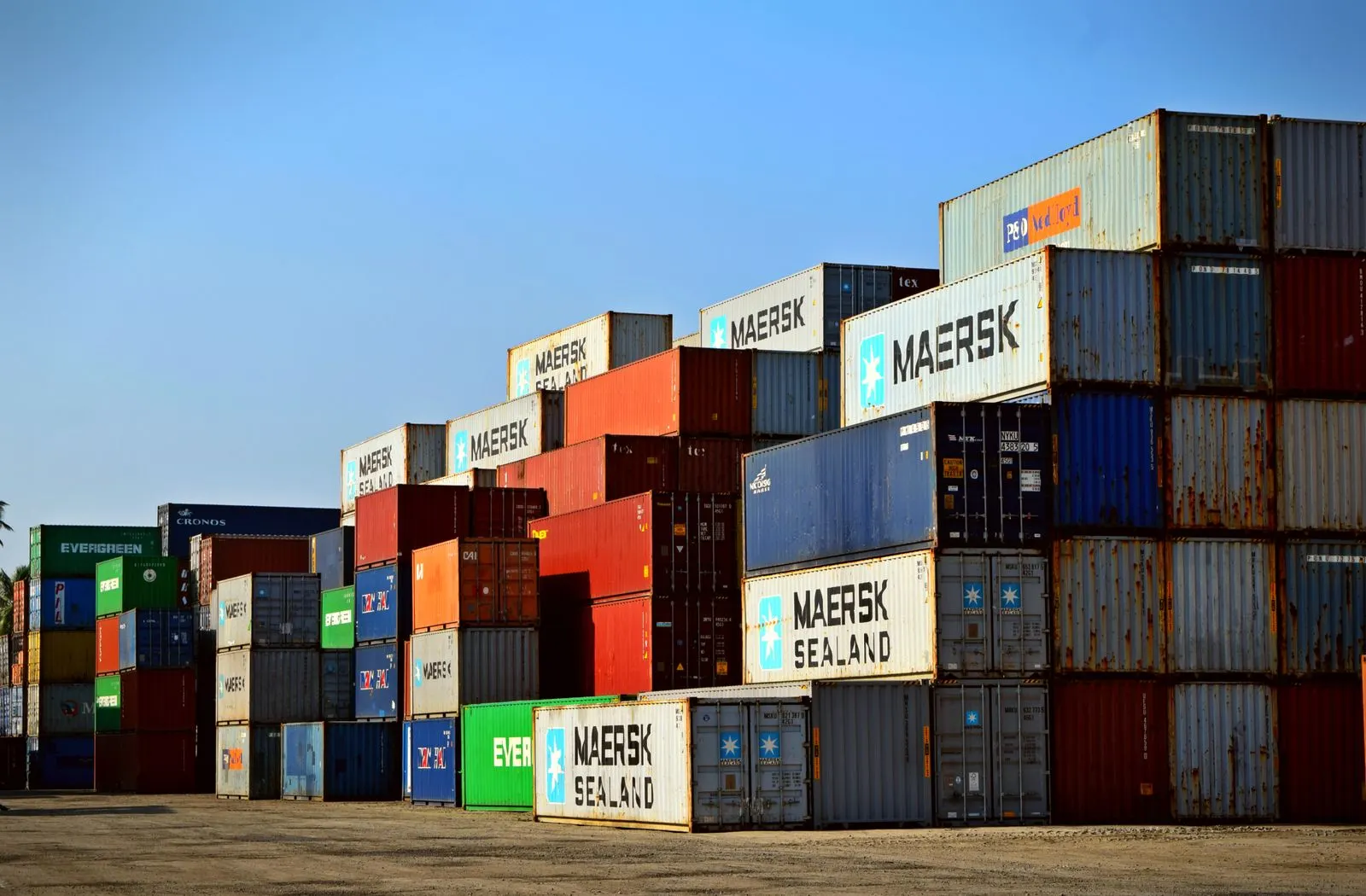 Shipping containers at a port