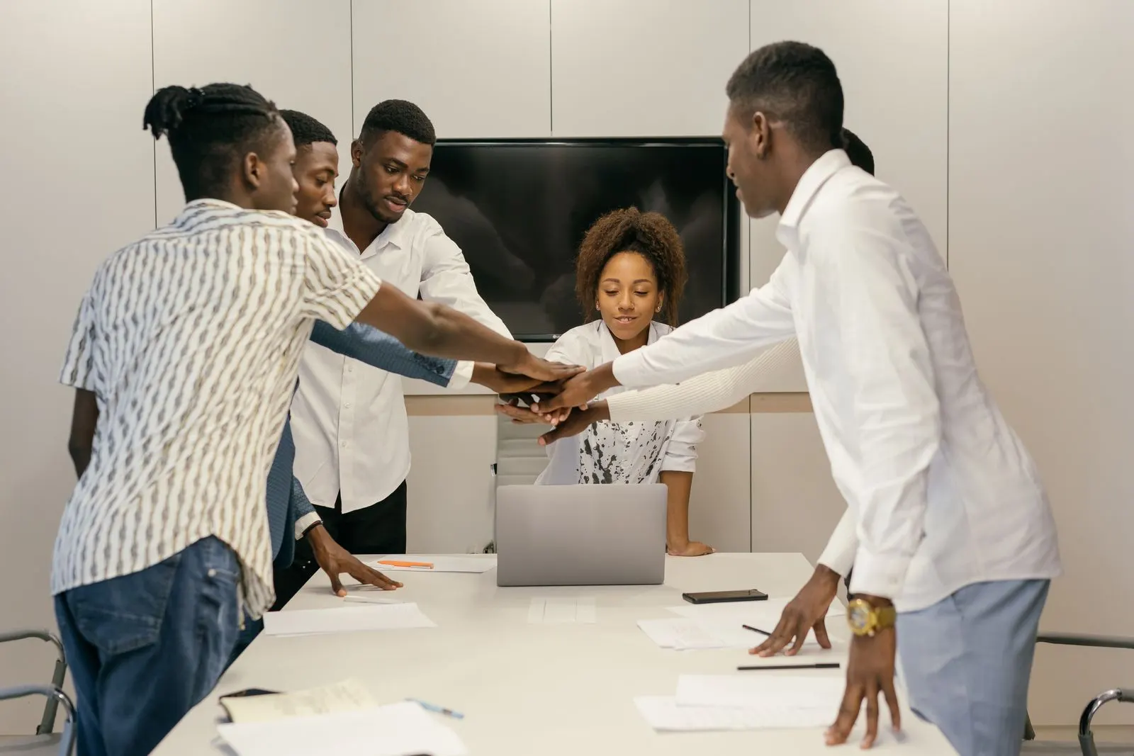 A team collaborating in an office